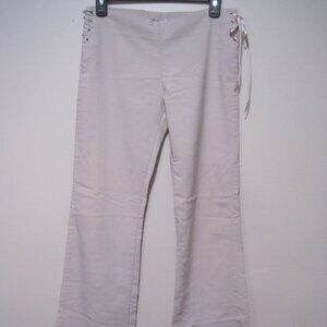 579 Brand Women's Size Small White Polyester Rayon Pants with Lace up Hips